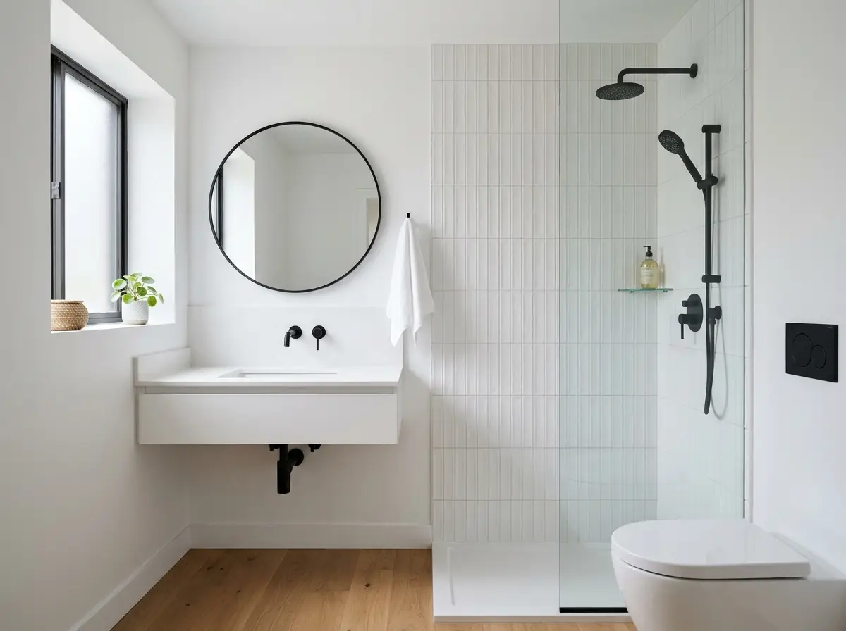 Minimalist bright Toronto bathroom renovation