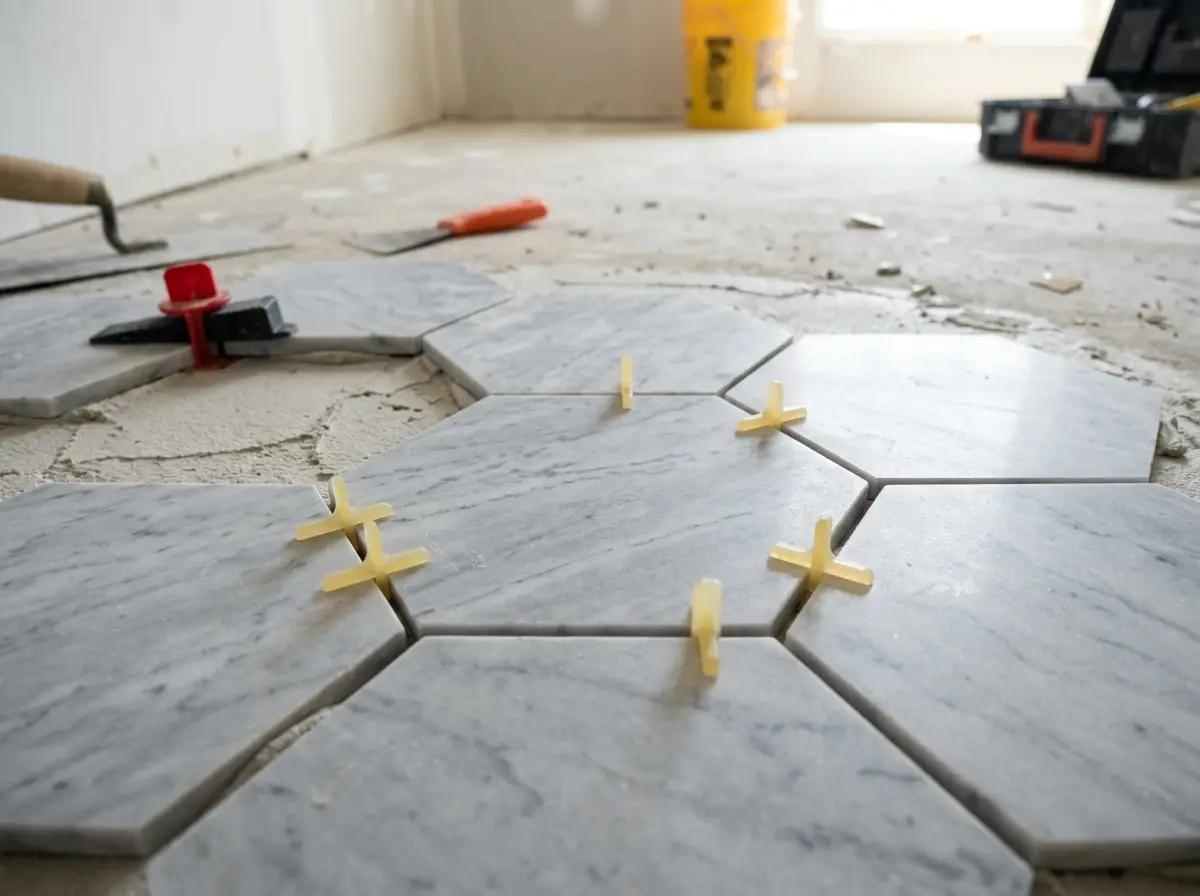 Precision bathroom tile installation